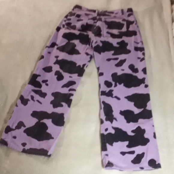 Purple and Black Cow Print Wide Leg Pants 15 Inch Waist LIKE NEW! - Picture 7 of 8